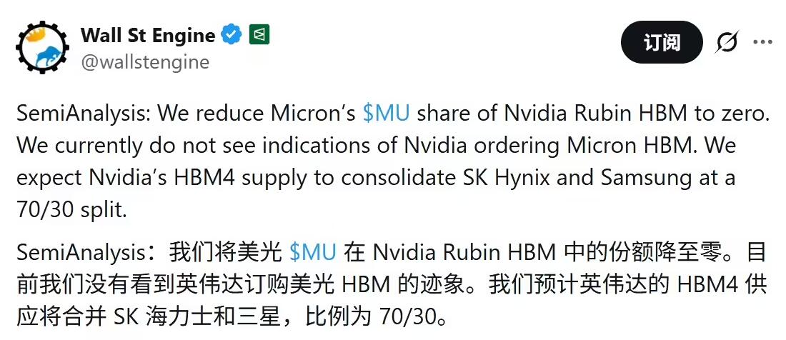 美光彻底错失英伟达HBM4大单，韩系双雄垄断高端AI内存市场-芯城品牌采购网
